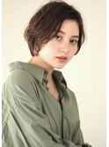 前髪長め　手入れ簡単　ニュアンス　パーマ　ショートボブ