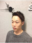 アップバング七三ショートヘア<メンズ/浜松町/理容室/ヒロ銀座>