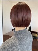 レッドブラウンミニボブアドミオダブルカラー