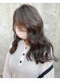 【打越】セミロング×プラチナグレージュ