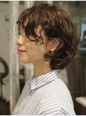 大人ボブパーマ／丸みショート／イメチェン／30代40代50代