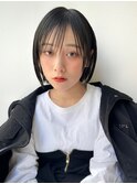 暗髪×ミニボブ　プラチナストレート