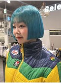12542艶髪ネイビーブルーブルーシルバーボブブルーカラー