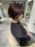 暖色系カラーショートボブショートヘアブリーチなしカラー