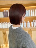 透明感カラーボブ20代30代40代ワインレッドボルドーカラー