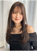レイヤーカットロングハッシュカット表参道髪質改善ベージュ