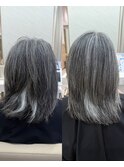 70代　グレイヘア×縮毛矯正[30代40代50代60代]