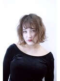 ハッシュカットグレージュデザインカラーツートンカラーボブ