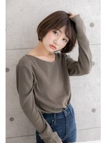 ヘアアンドビューティー ミック(Hair & Beauty miq) 斜めバングx前下がり*ダークグレージュ小顔ナチュラルボブa