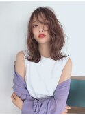 カーキグレージュマッシュショートボブフェザーバング(所沢)