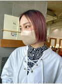 ▲大学デビュー!カシスピンク×切りっぱなしボブ▲