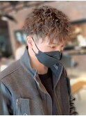 20代30代爽やかツーブロック×スパイラルパーマ