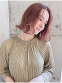 透明感オレンジブラウン◎大人ヘルシーボブ