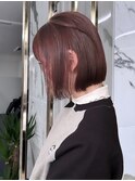 ピンクブラウン×ボブ