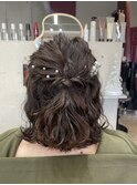 結婚式お呼ばれヘアアレンジ/ハーフアップ/ゆるふわアレンジ