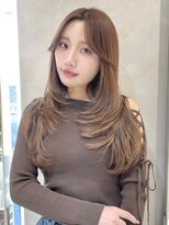 ロンド レグリーズ 立川(Lond leglise)&nbsp;ミディアムレイヤーカット/チャコールグレー/顔周り/前髪/立川