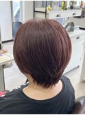 【江添茉友】ピンクベージュ/白髪ぼかし/ショートレイヤー