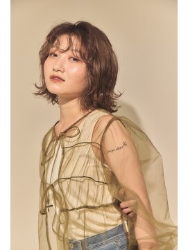 ミディアムパーマ/コテ巻風パーマ/くせ毛風パーマ/大人ボブ