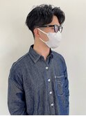 刈り上げ七三センターパート　