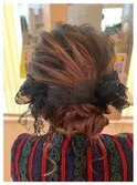 〈wave小豆餅店〉結婚式お呼ばれヘアセットシニヨン編み込み