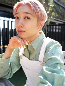 セシルヘアー 岡山駅前店(Cecil hair) ピンクカラー/ハイトーンボブ/コンパクトショート