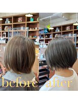 スミカ(sumica)&nbsp;#ショートボブ #白髪ぼかしハイライト #オリーブカラー