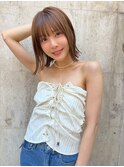 切りっぱなしボブ×ライトブラウン