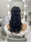 冬仕様ハーフアップ