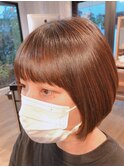 ボブ/前髪/こなれミディ/オリーブベージュ/ウェーブパーマ/韓国