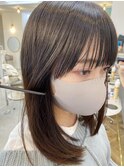 20代～50代☆ミディアムレイヤー前髪カット☆ブラウン本厚木