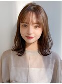 小顔 前髪 レイヤーカット ココアベージュ "