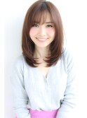 ヴェールバングミディアムワイドバングくびれミディモーブカラー