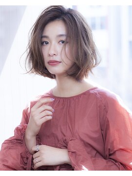 メノン 茨木店(Menon) 似合わせカット×ウェーブミディアム　ダークアッシュ