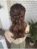 ハーフアップ　ヘアセット　お呼ばれヘア