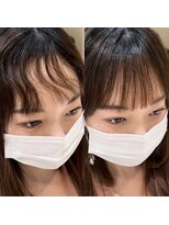 アム 表参道(am) 前髪縮毛矯正【小顔薄めバンググレージュレイヤーロング前髪】