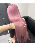8739シルキーグレーベージュベビーピンク艶髪ハイトーンカラー