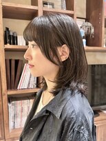 ◆ミディアムレイヤーカット/顔周りレイヤー/くびれヘア/黒髪