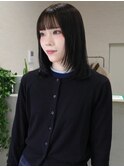 ミディアムレイヤー 暗髪カラー ワイドバング【鹿児島中央】