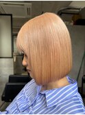 切りっぱなしハイトーンボブ/20代/30代/ダブルカラー/ブリーチ