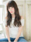 mod's天神/ミルクティーアッシュ韓国風巻きフェミニンロングa