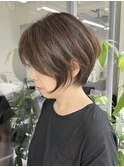 くびれショートボブ40代50代グレイカラー白髪染め白髪ぼかし