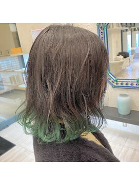 アテナ(ATENA) 裾カラー　グリーン　ブラック