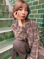 クラフト ヘア デザイン(CRAFT HAIR DESIGN)&nbsp;切りっぱなしフェイスレイヤーボブ × ペールホワイトベージュ