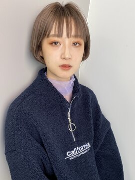 ベルコフレ 玉造店(Belle Coffret) 【ベルコフレ】パッツン ショートヘア グレージュ