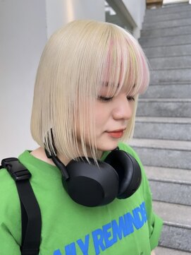プネル(punel) ブロンド×ライム×ピンク ケアブリーチ 原宿 久保山