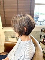 ボタニカル(BOTANICAL) 大人可愛いオレンジブラウンひし形ショートボブ20代30代40代