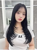レイヤーカット シースルーバング