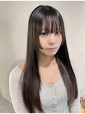 顔まわりカット×ワイドバング×髪質改善縮毛矯正