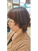 ヘアーズ ロッソ(hair's ROSSO)&nbsp;マッシュウルフ×ベージュブラウン［30代40代50代60代］