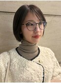 似合わせ大人ガーリーダークアッシュミディアムレイヤーカット